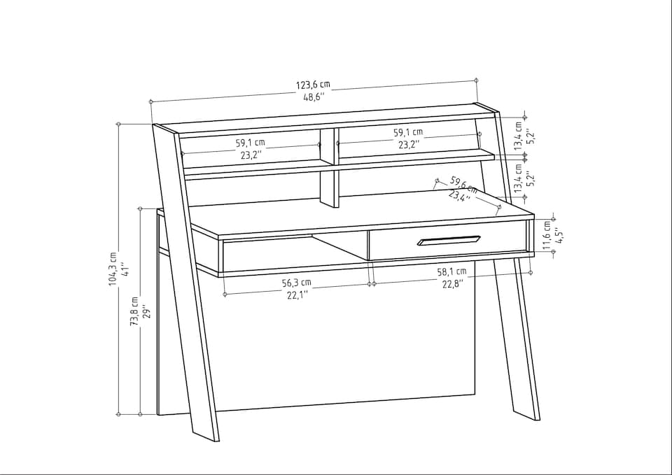 image 1 of Decorotika Soho Computer Desk with Open Shelves and Drawer - W 123 cm x H 104 cm x D 59 cm