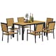 image 1 of Outsunny 6 Seater Garden Dining Set with Stackable Chairs, Aluminium Frame, Rectangular Plastic Top, Garden Furniture Set, Outdoor Dining Table and Chairs for Patio, Balcony, Poolside, Nature Wood | Cream | Natural | 1