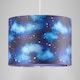 image 8 of Modern Navy Blue Childrens Lamp Shade with Bright Gold Stars and White Clouds | Blue | 10"