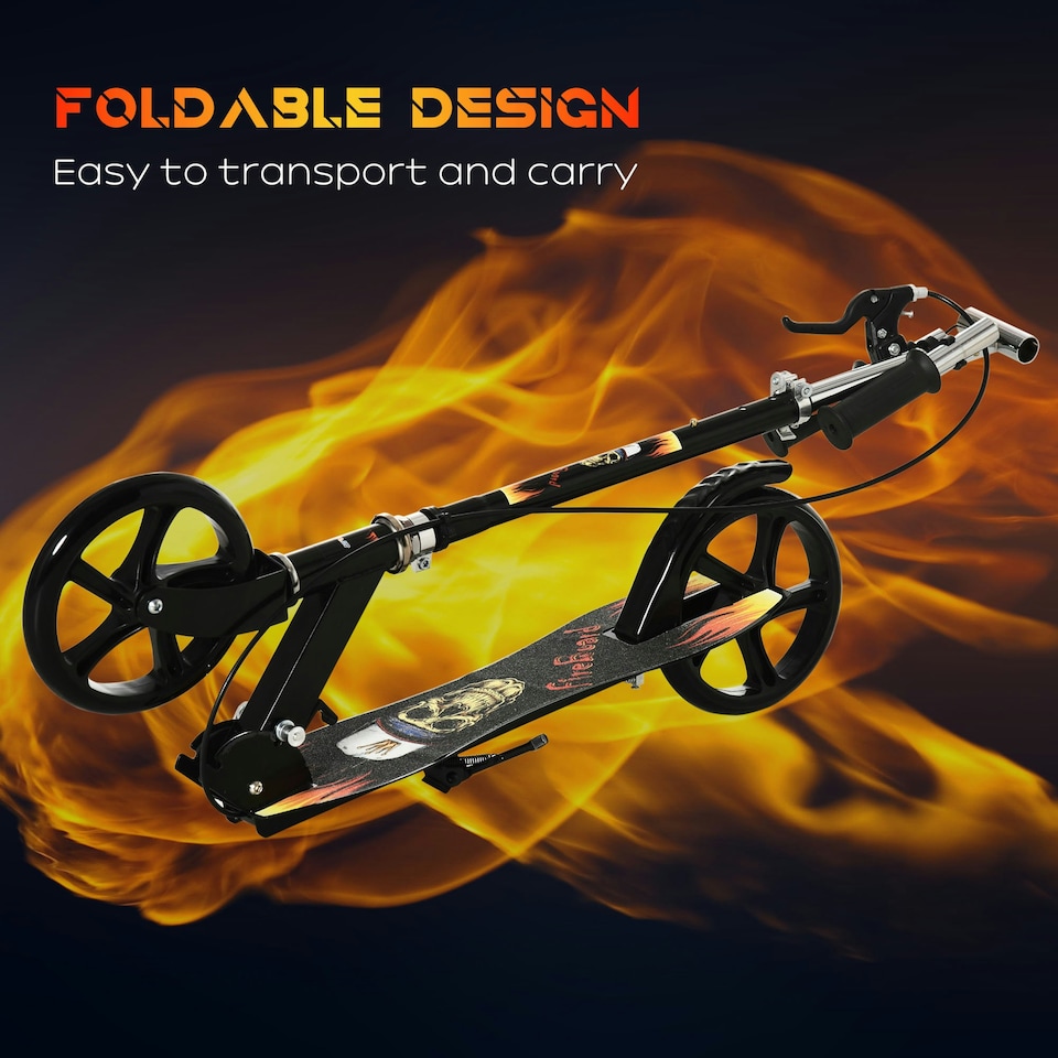 image 1 of HOMCOM Foldable Kick Scooter for Kids w/ Adjustable Height, Break, Big Wheels