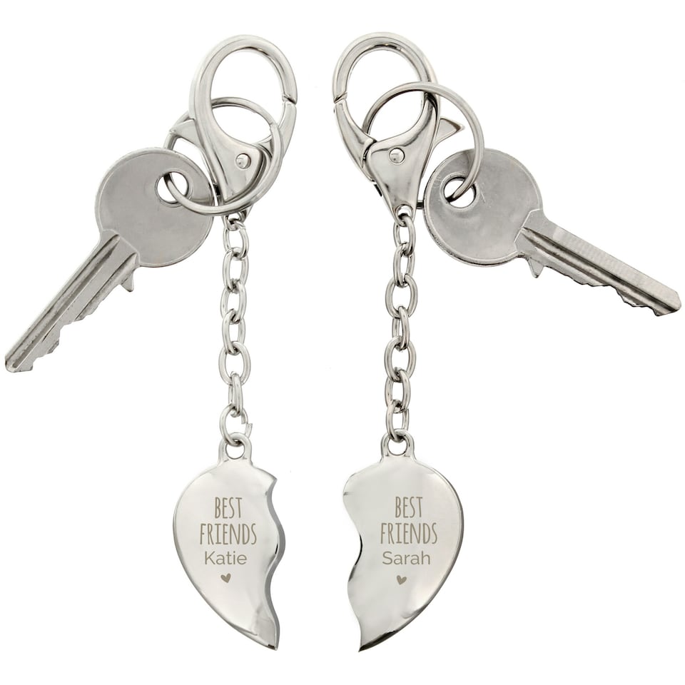 image 1 of Personalised Best Friends Two Hearts Keyring