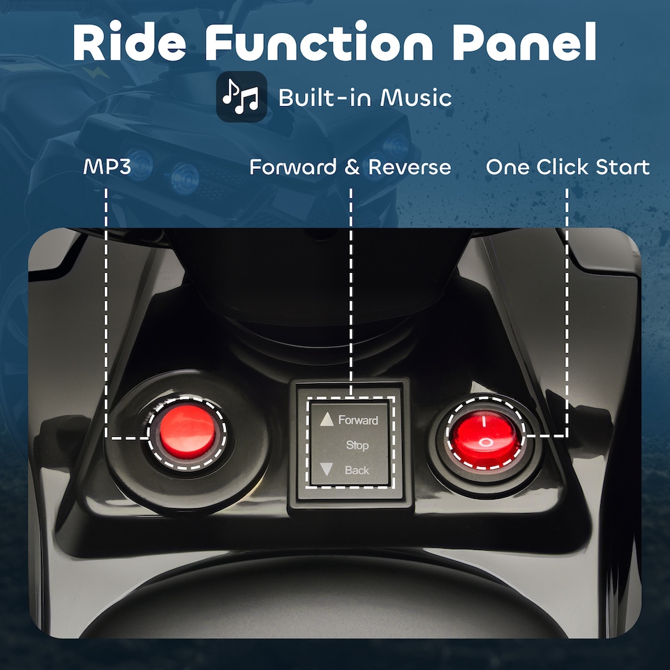 image 1 of AIYAPLAY 6V Electric Ride on Car, Kids ATV 4 Wheeler with Music and LED Headlights, Indoor Outdoor Toy Car for Ages 3-8 Years Boys and Girls | Black