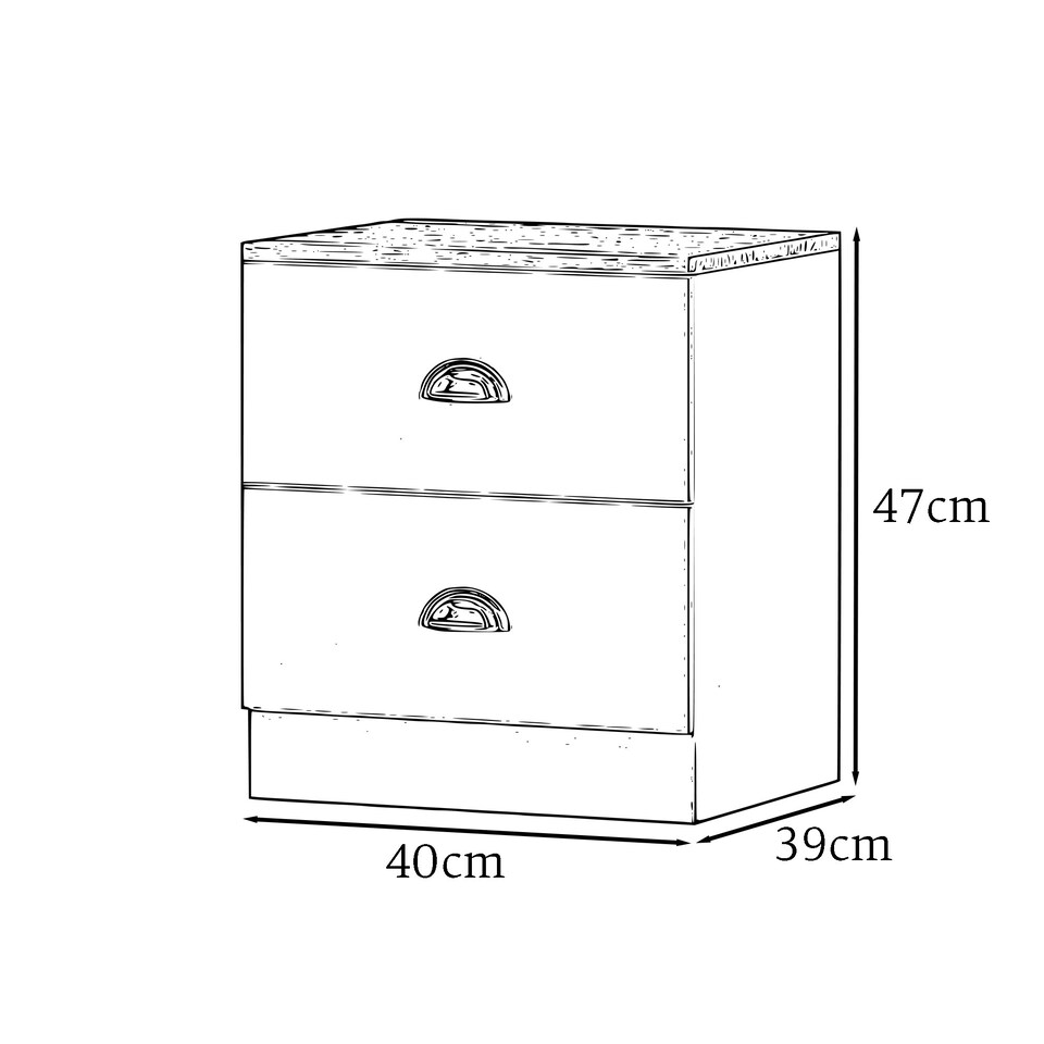 image 1 of FWStyle Esher 2 Drawer Bedside Table Matt White With Oak Top