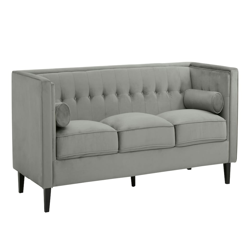 image 1 of Helia Grey Velvet Sofa Grey