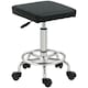 image 6 of HOMCOM PU Leather Rolling Stool, Height Adjustable Salon Chair, Black Black | Black