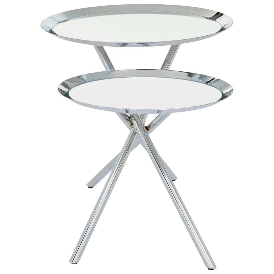 image 1 of Modern Design Side Table, Staggered Mirrored Tabletops Side Table, Versatile Modern Side Table For Lounge Silver
