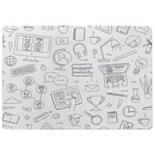 Learning online (Rug) White | Large: 140x200cm