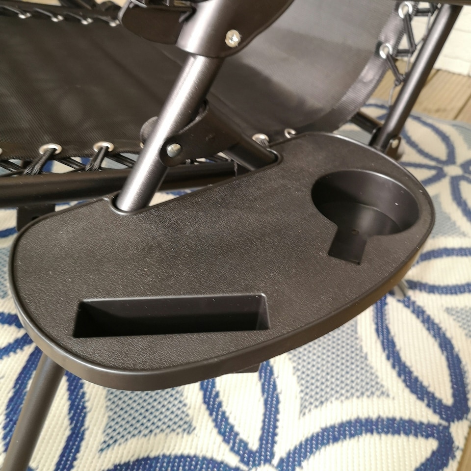 image 1 of Black Multi Position Textoline Zero Gravity Garden Relaxer Chair Lounger