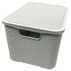 image 3 of 1 x Nature Inspired Light Grey Home & Office Rattan Effect Storage Basket With Lid Grey