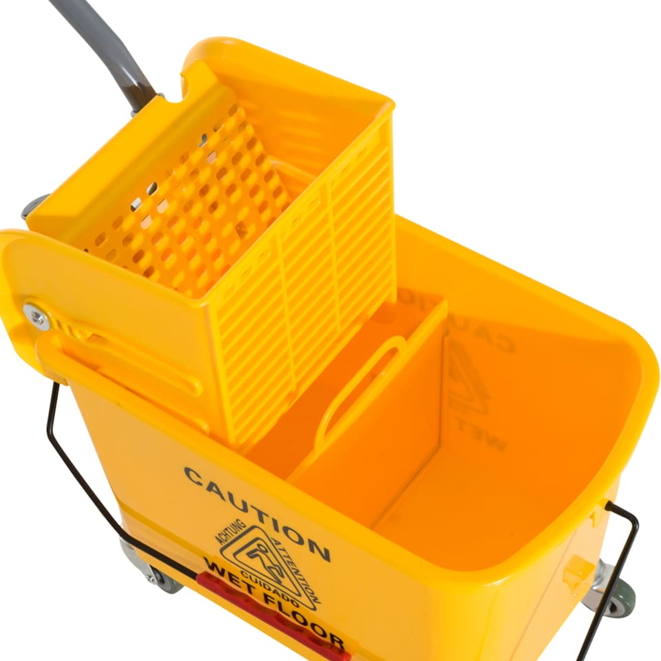 image 1 of HOMCOM 20L Compact Mop Bucket with Wringer and Handle, Mop Bucket on Wheels for Floor Cleaning, Separate Dirty and Clean Water, for Home, Flat, Yellow