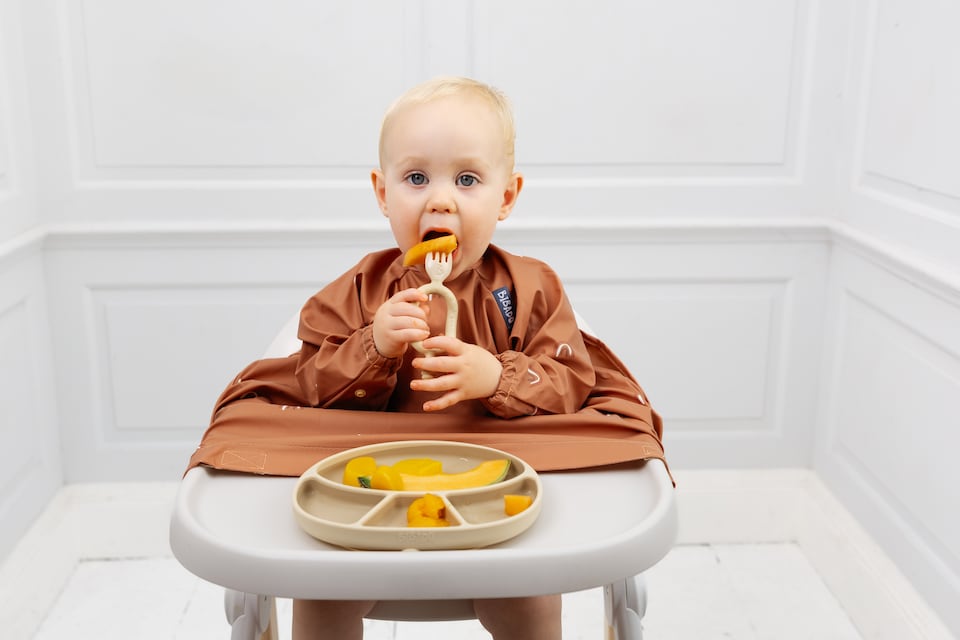 image 1 of Bibado Sporkit Multi-Stage Baby Weaning Spork & Dipper - Fawn, 2 Pack