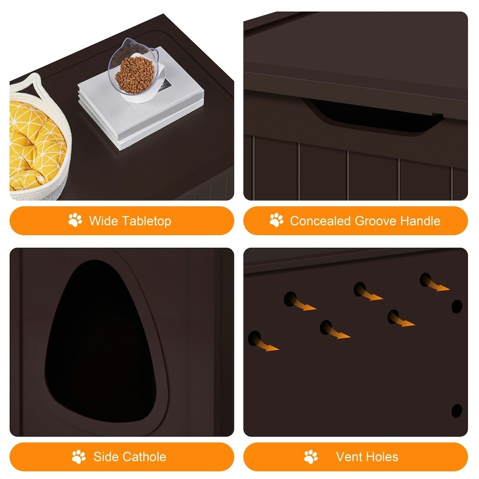 image 1 of Yaheetech Hidden Cat Litter Box Furniture N/A | Espresso | One Size