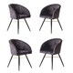 image 9 of Set of 4 Vittorio Velvet Dining Chairs with Black Metal Legs, Quilted Design Modern Accent Chair | Red