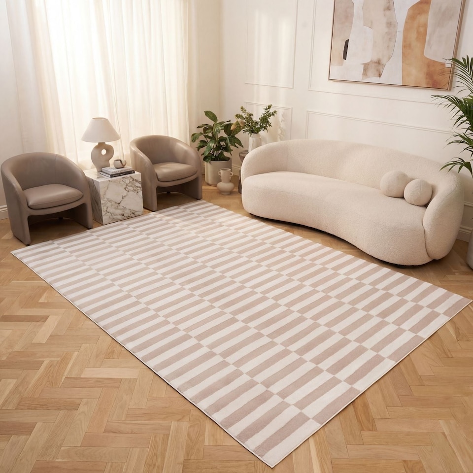 image 1 of The Rugs Loft Collection Striped Living Room Area Floor Rug and Runners Soft Pile