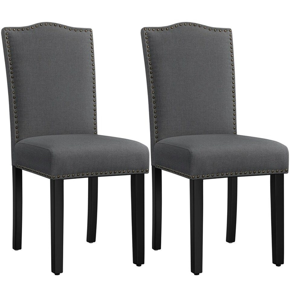 image 1 of Yaheetech Set of 2 Modern Fabric Upholstered Dining Chairs Grey | Dark Grey