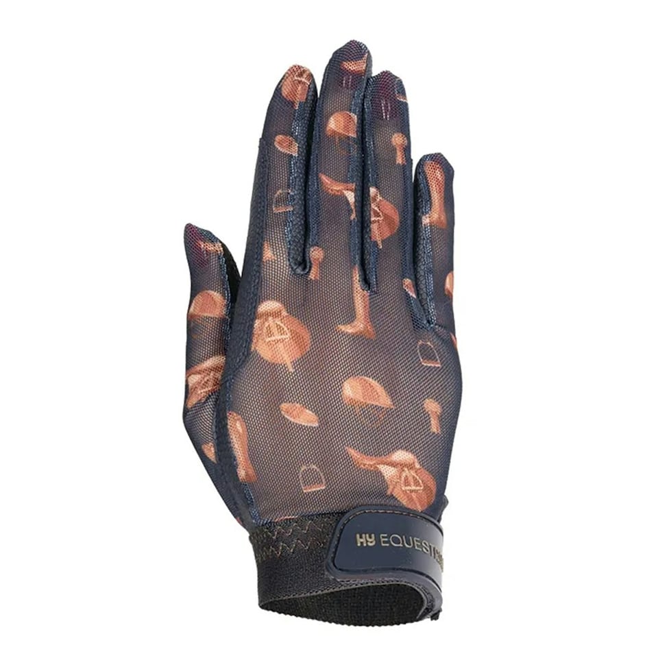 image 1 of Hy Unisex Adult Elevate Country Riding Gloves - Navy/Fossil - M