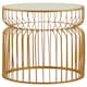 image 1 of Gold Metal Wireframe Round Side Table,Bedside Table With Mirror Top,Metallic Finish Accent Table,Round Table Gold