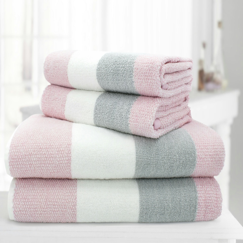 100% Cotton Stripe Towels - Pink Pink | Hand towel