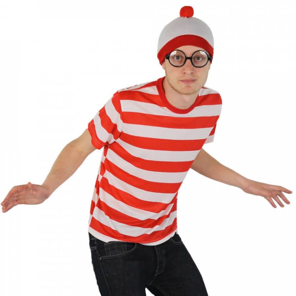 image 1 of Find Me Costume - Top, Hat & Glasses Red | M