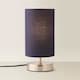 image 4 of ValueLights Francis Brushed Chrome Touch Table Lamps Navy Shade | Silver | Navy