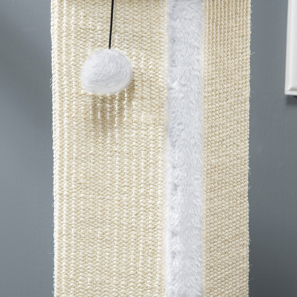 image 1 of PawHut Cat Scratching Post with Vertical Sisal Rope Ball Plush, 81cm