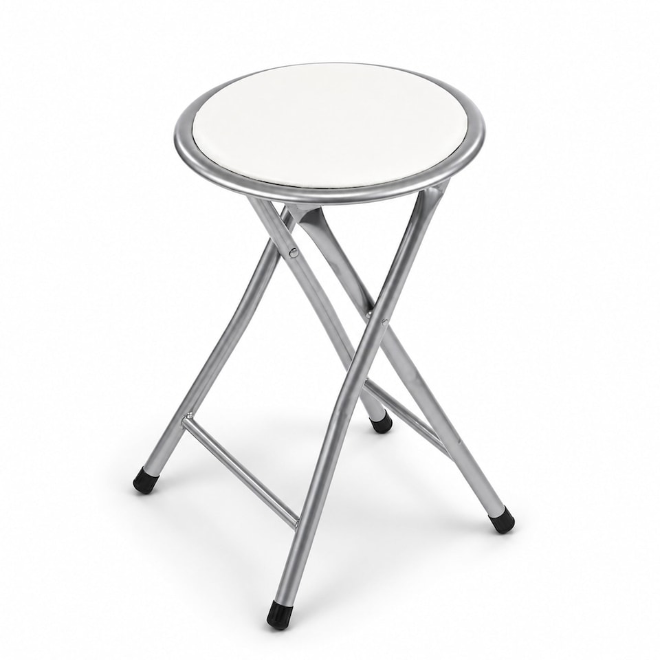 image 1 of White Padded Folding Breakfast Kitchen Bar Stool Seat | White