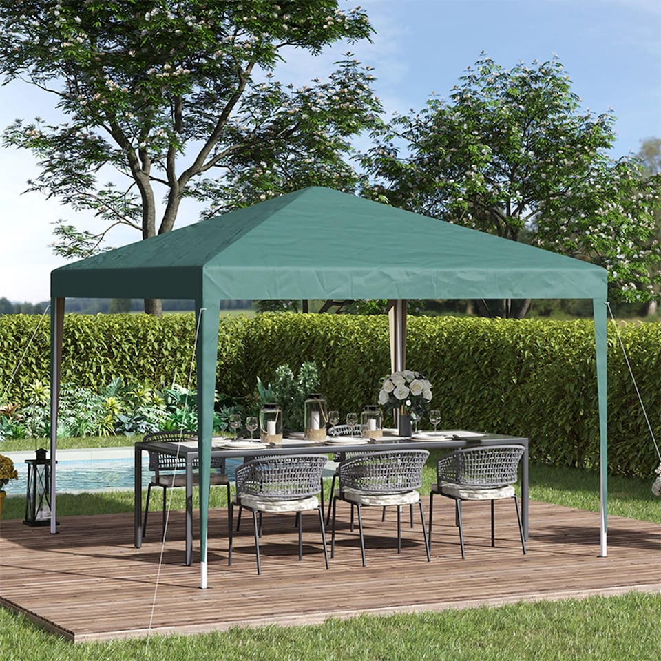 image 1 of Outsunny 3 x 3M Garden Pop Up Gazebo Height Adjustable Marquee Party Tent Wedding Canopy with Carrying Bag, Green