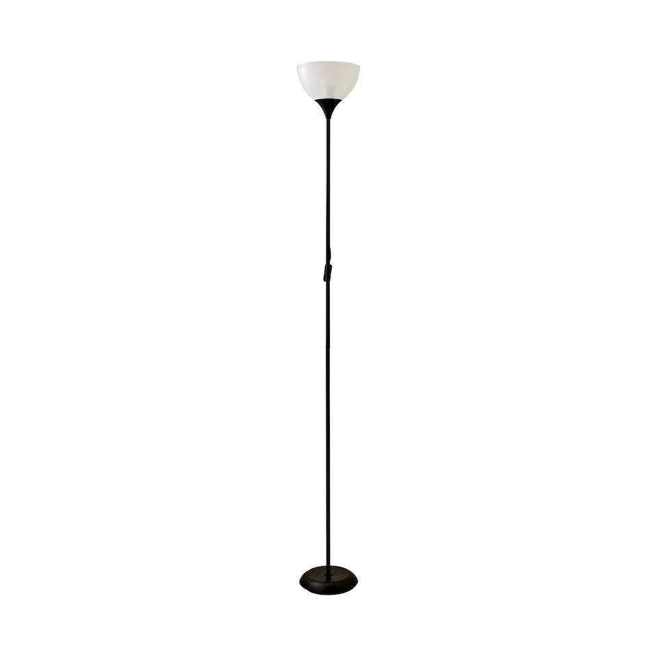 image 1 of ValueLights Dalby Black Single Uplighter Floor Lamp White Shade | Black