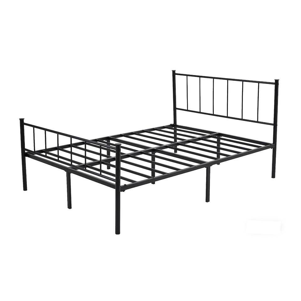 MCC Direct Double 4FT6 Black Metal Bed Frame with Headboard & Footboard Finn