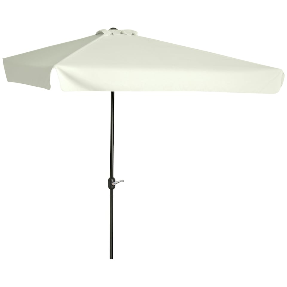 image 1 of Outsunny 2.3m Half Round Parasol Garden Sun Umbrella Metal w/ Crank Off-White