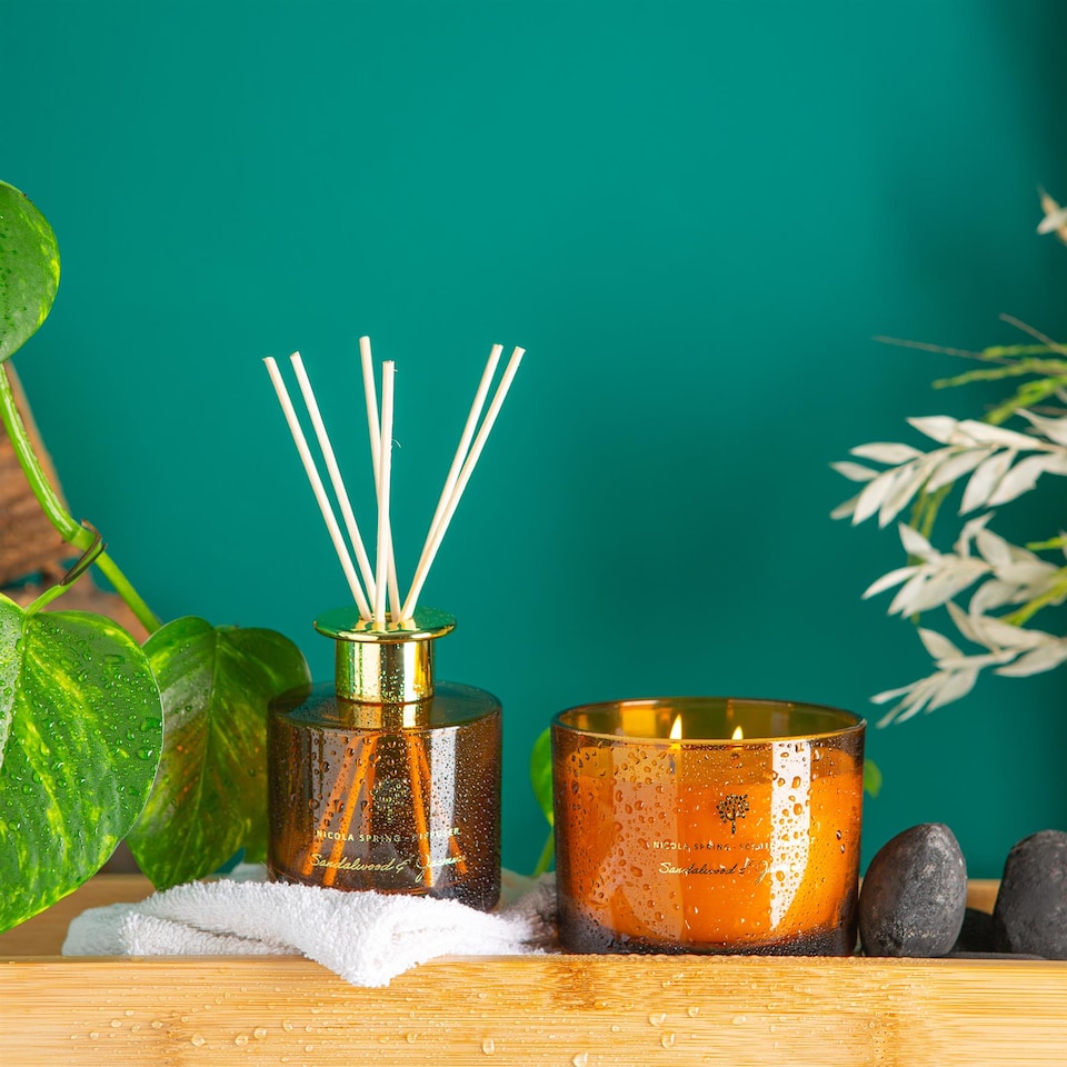 image 1 of Nicola Spring Soy Wax Scented Candles - 350g - Sandalwood & Jasmine - Pack of 3 | Orange | Orange