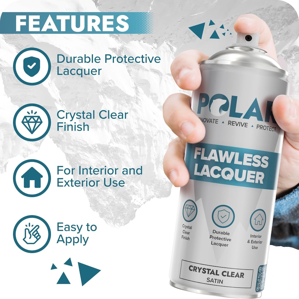 image 1 of Polar Flawless Lacquer Spray Satin Finish Durable & Protective Topcoat | Clear | Clear Satin | 400 ml | 4
