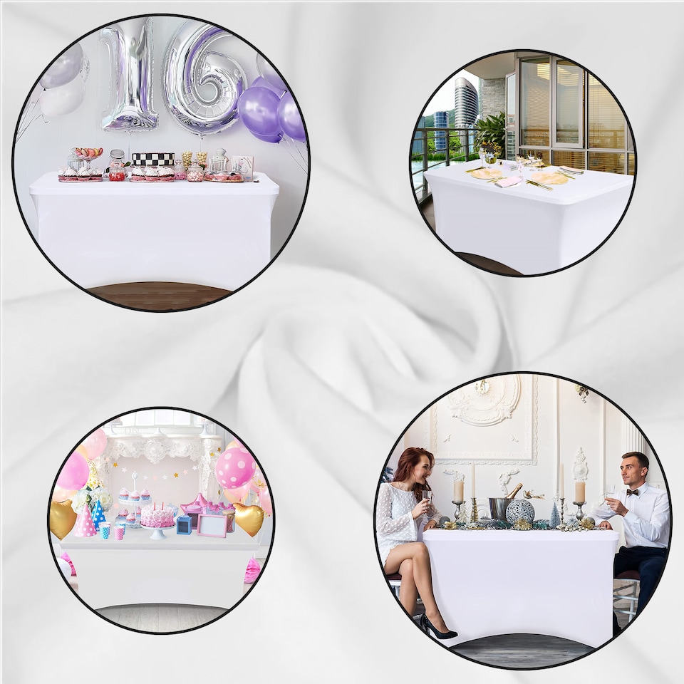 image 1 of 6FT Elastic Spandex Table Cover Party & Buffet Cloth for Standard Folding Tables