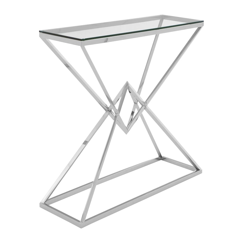 image 1 of Allure Tempered Glass Rectangular Console Table Silver