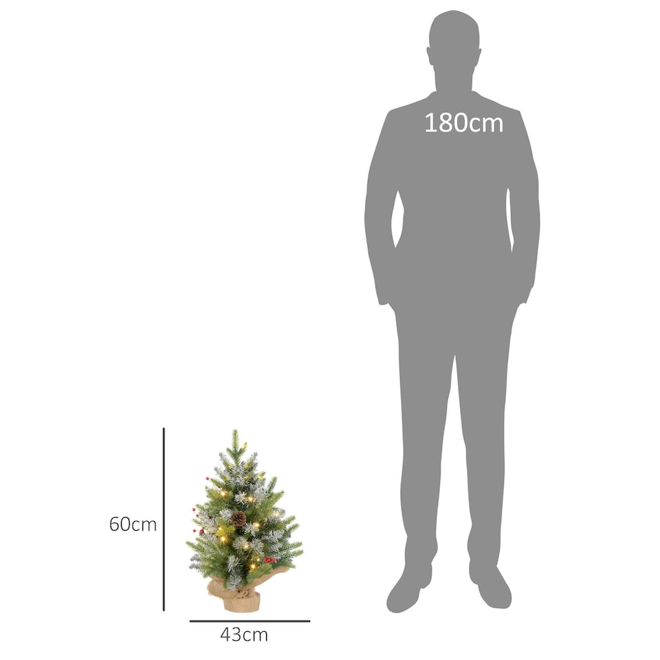 image 1 of HOMCOM 2 Pieces 2' Prelit Artificial Tabletop Christmas Trees, LED Display