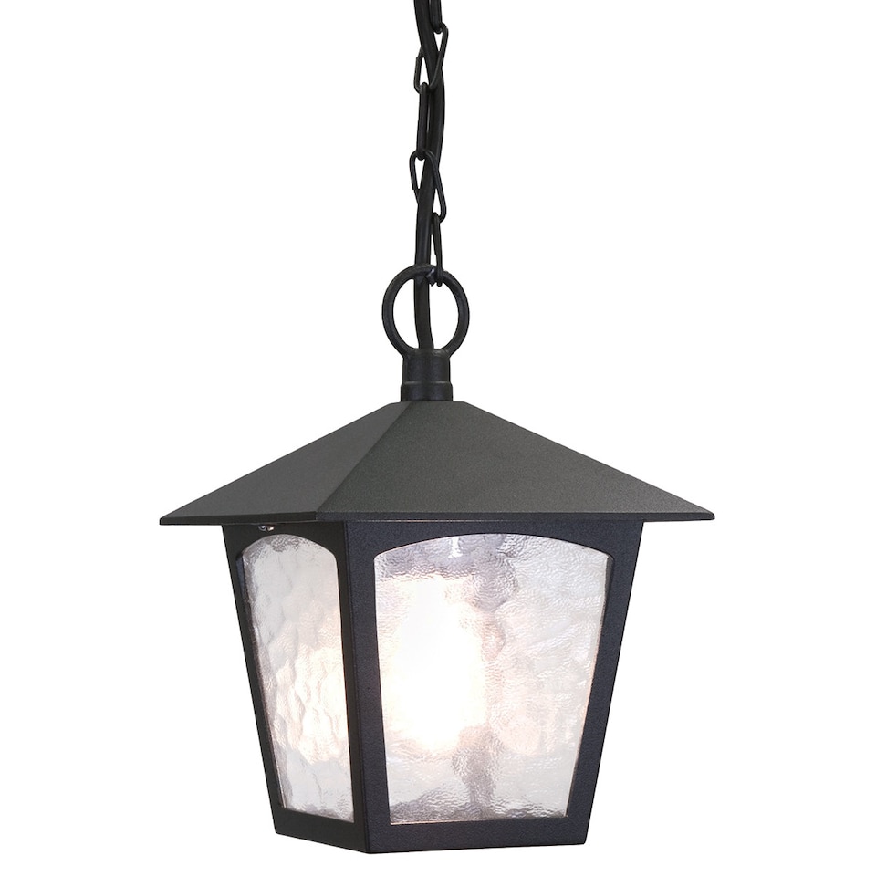 image 1 of York 1 Light Outdoor Ceiling Chain Lantern Black IP43, E27
