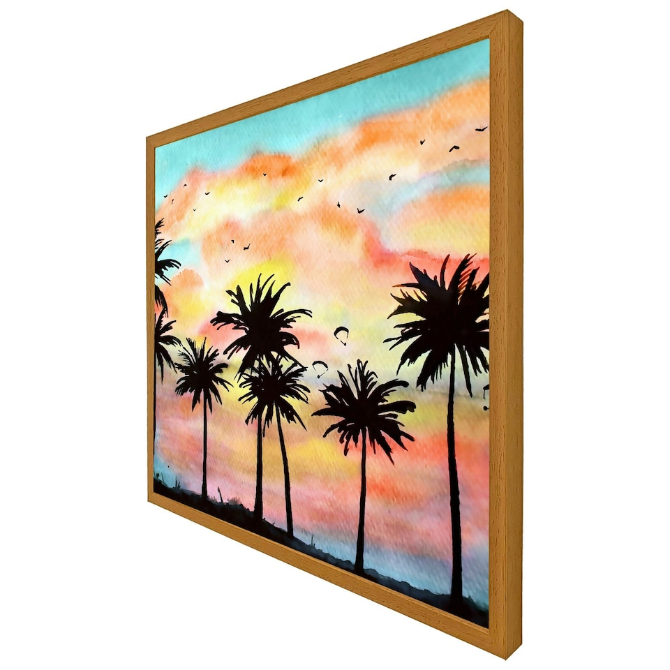 image 1 of Palm trees at sunset (Picutre Frame) Brown | M