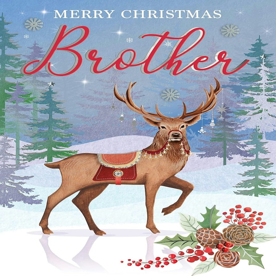 image 1 of Magnificent Stag Embellished Brother Large Christmas Card