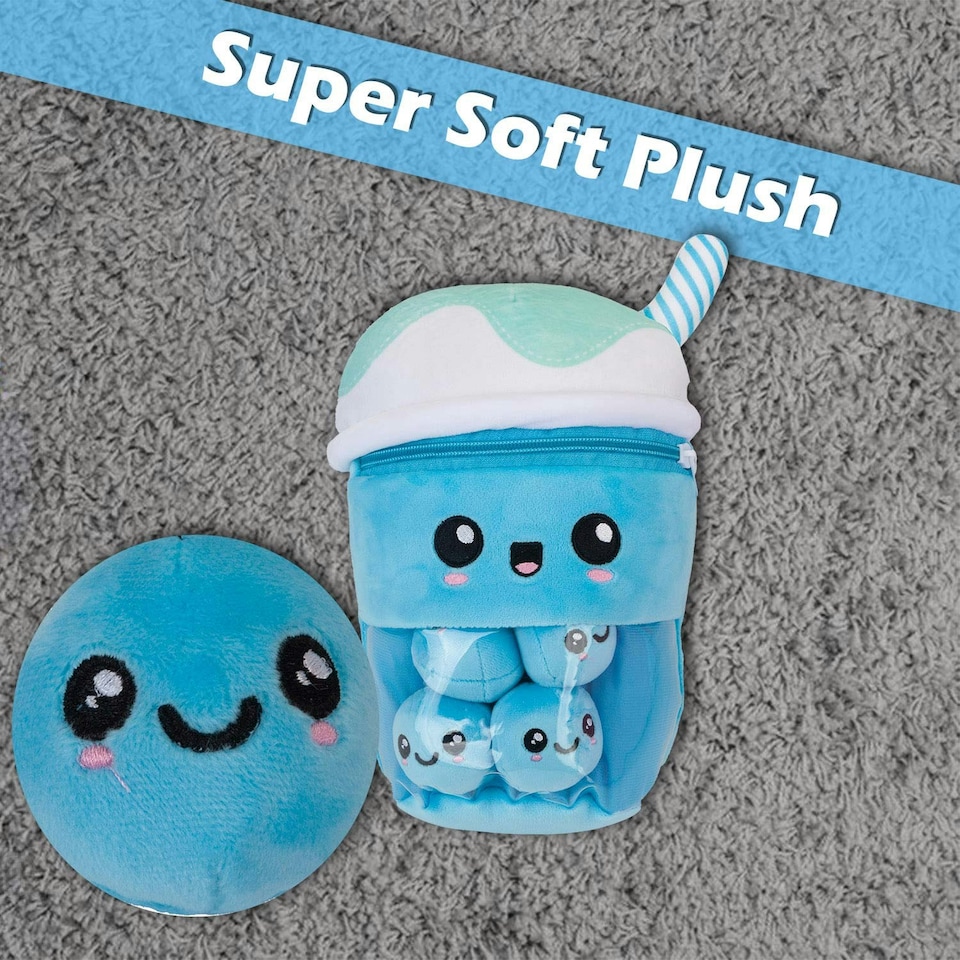 image 1 of Boba Tea Soft Toy Cute Plushie Huggable Cuddly Stuffed Toy Gift 25cm Blue