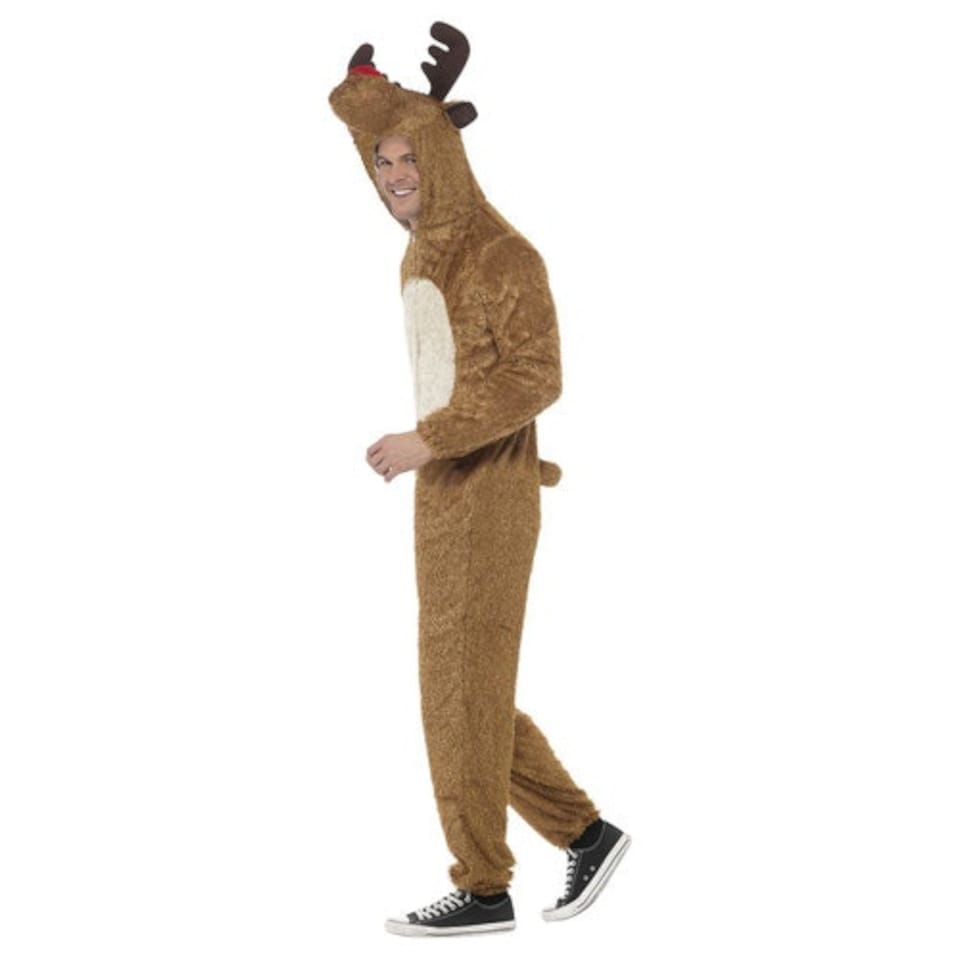 image 1 of Reindeer Christmas Onesie Fancy Dress Costume Unisex Adult Large Brown | L