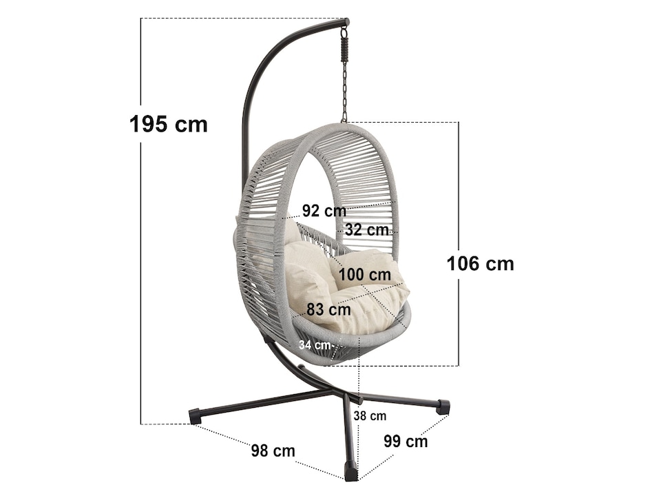 image 1 of SOLACE+CO Lana Garden Egg Chair Light Grey Rattan