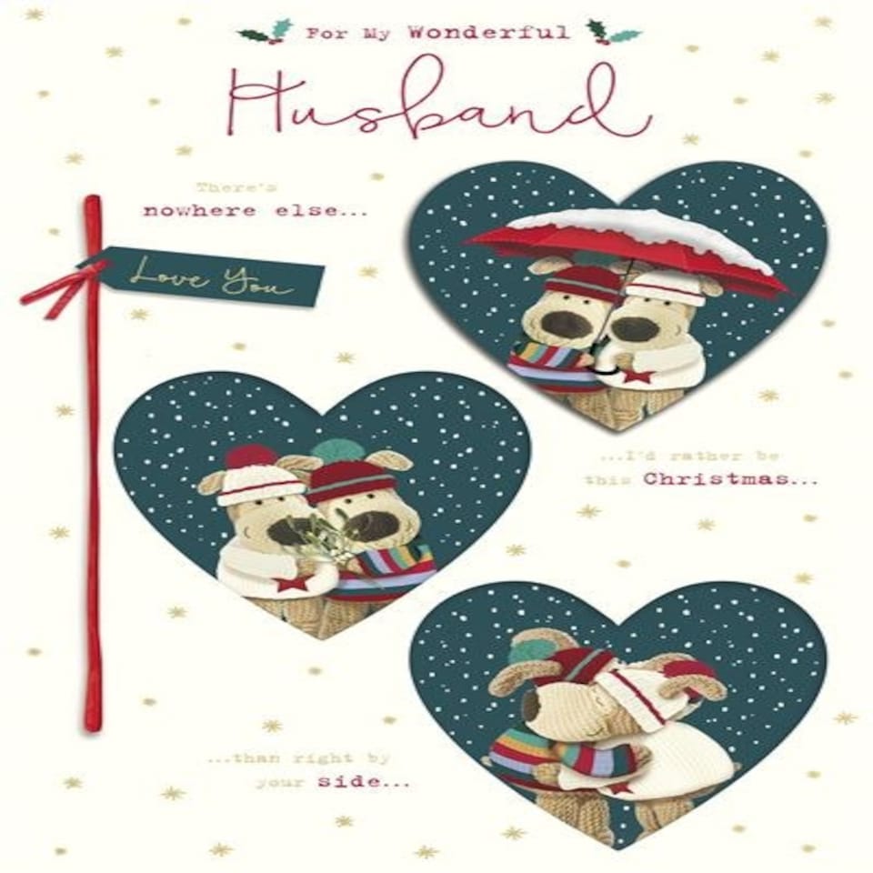 image 1 of Boofles In Hearts Husband Christmas Card