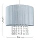 image 3 of ValueLights Modern Grey Voile Ribbon Wrapped Pendant Shade With Acrylic Droplets Grey