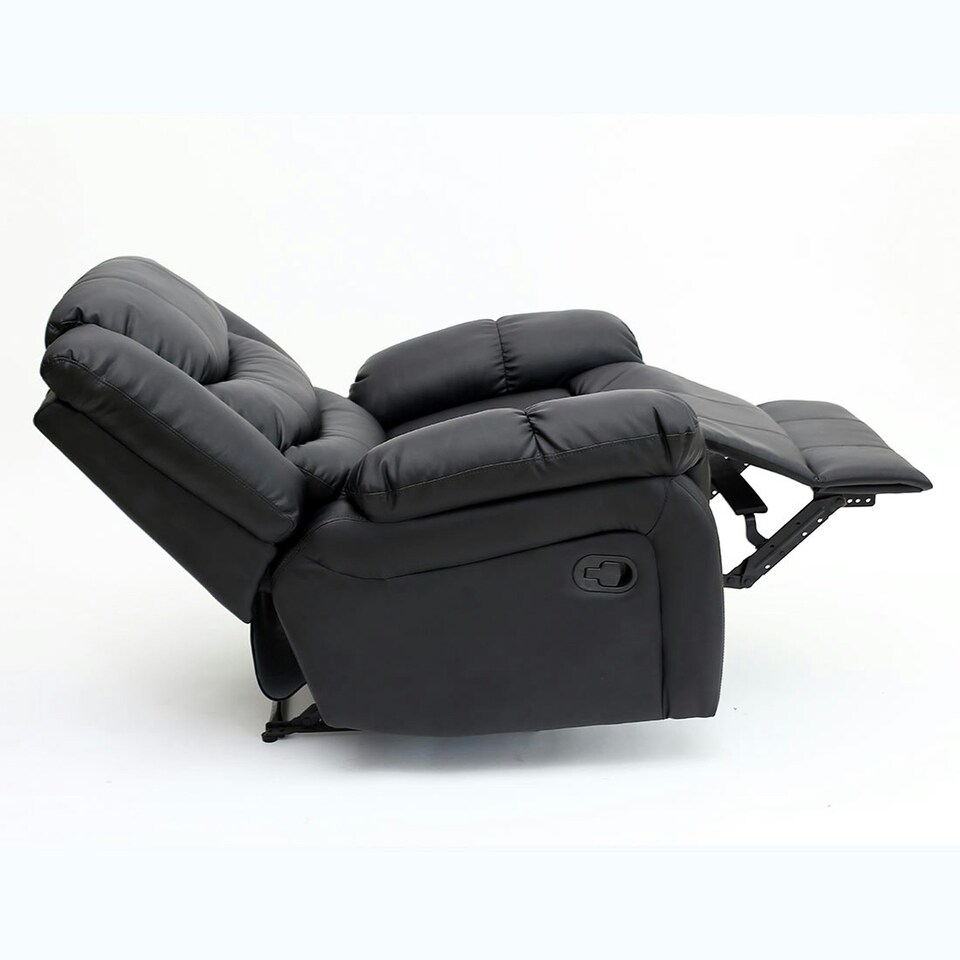 image 1 of Chester Bonded Leather Manual Recliner Chair with Heat And Massage (Black)