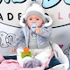 image 7 of BiBi Doll 20" Navy Baby Doll Boy with Grey Jacket, Extra Outfit, Sounds & Dummy Toy
