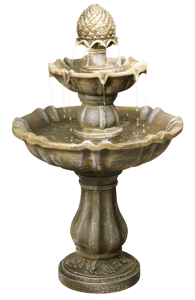 image 1 of Zuvan 2-Tier Classical Ornamental Pineapple Regal Water Feature Fountain 100cm