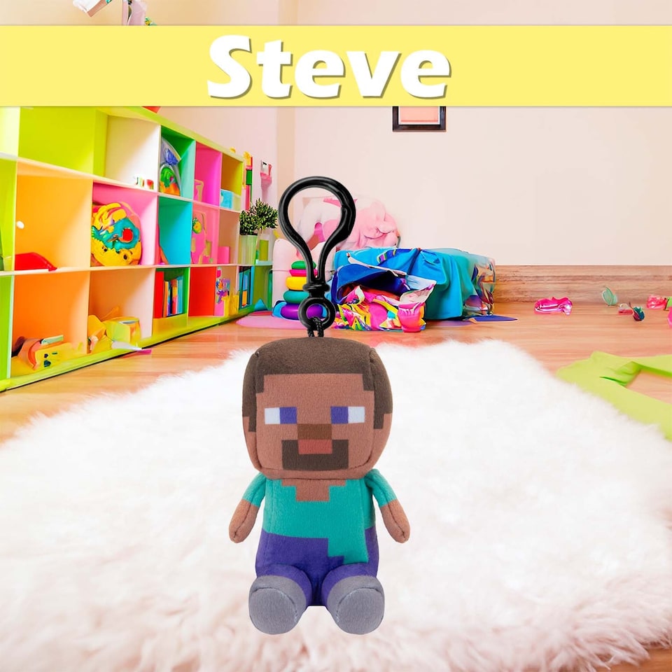 image 1 of PMS Minecraft Steve Soft Toy Clip 13cm x 11.7cm Multicolour