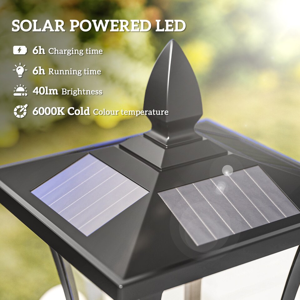 image 1 of Outsunny Outdoor Garden Solar Light with Base IP44 Optical Control Dimmable