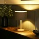 image 1 of ValueLights Triston Oak Effect Natural Table Lamp with Small Drum Shade and LED Bulb