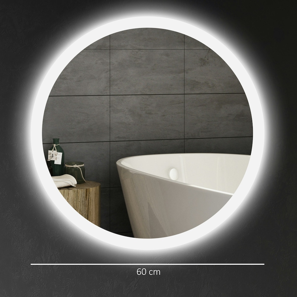 image 1 of kleankin Illuminated Bathroom Mirror with LED Lights, Defogging Film